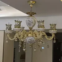 لوستر برنج و سرامیک ۶ شاخه