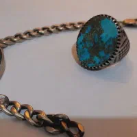 انگشتر و دستبند نقره هر دو فیروزه اصل|جواهرات|بهشهر, |دیوار