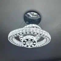 لوستر کریستالی با 3 حالت نور ریموت دار