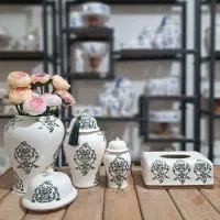 سرویس پذیرایی و جینجر جار طرح داماس سبز