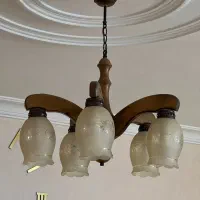 لوستر ۵ شعله چوبی