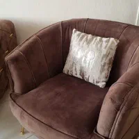 مبل چستر هفت نفره لاکچری پایه استیل طلایی