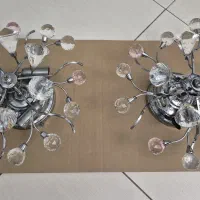 یک جفت لوستر ترکیبی استیل و کریستال در حد نو