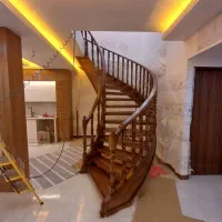 اجرای پله و نرده چوبی