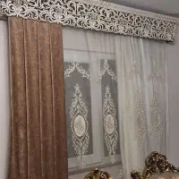 پرده حریر با کتیبه و والان