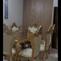 میز ناهار خوری منبت ورق طلا شش نفر