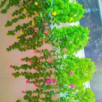 ریسه و بوته شمشادی گل مصنوعی دیوارپوش تزیینی