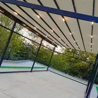 سقف برقی ریموت دار سقف ریلی پارچه‌ ای شیشه سکوریت