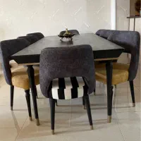 میز ناهارخوری 8نفره چوب راش مشکی در حد نو|میز و صندلی غذاخوری|قزوین, |دیوار