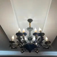 لوستر برنج شش شاخه همراه لاله ها و دیوارکوب|لوستر و چراغ آویز|کرج, دولت‌آباد|دیوار