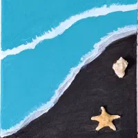 نقاشی اکریلیک روی بوم طرح ساحل.