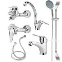 پک ۶ تیکه شیرآلات دوش توالت روشویی ظرفشویی سینک