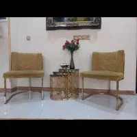 صندلی میزبان استیل فلزی طلایی،میز عسلی