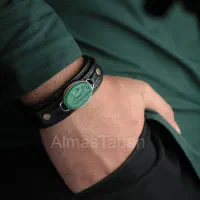 انواع دستبند های چرم طبیعی با فریم نقره و سنگ اصلی