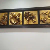 تابلو گل برجسته مشکی طلایی