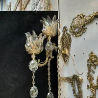 دیوارکوب لوستر دو شعله تجهیز برنز سوگلی|لوستر و چراغ آویز|زنجان, |دیوار