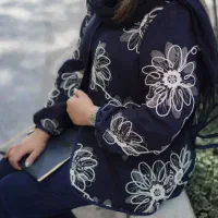 مانتو کتی سوزندوزی شده  مناسب تاسایز 50