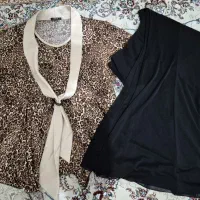 ست شومیز پلنگی و شلوار دامنی فری سایز تا سایز ۴۴