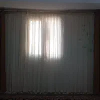 پرده حریر سفید به همراه شال کرمی