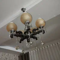 لوسترچوب و استیل وکریستال ۵شاخه|لوستر و چراغ آویز|ماهدشت, |دیوار