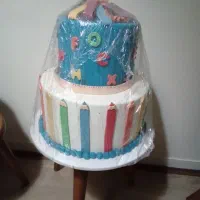 ماکت کیک دو طبقه طرح مداد و حروف