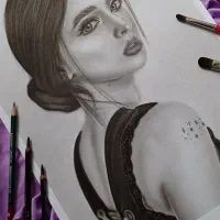 طراحی چهره تکنیک سیاه قلم|تابلو، نقاشی، عکس|اصفهان, جویباره|دیوار