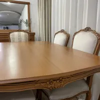 میز نهار خوری ۶ نفره چوب راش طبیعی
