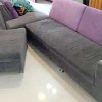 مبل چوبی پارچه ای سالم بنفش