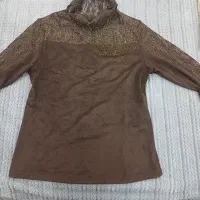 بلوز یقه اسکی قهوه ای جیر
