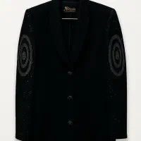 مانتو مشکی مجلسی شیک با نگین‌کاری، نو