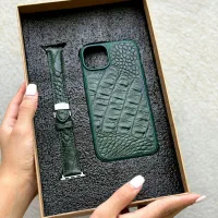 گارد چرم طبیعی و بند اپل واچ چرم طبیعی دستدوز