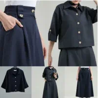 ست شومیز کراپ دامن کتان نو سایز ۴۶میخوره فری سایز