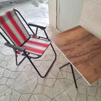 میز تاشو کوچک ام دی اف پایه فلز و صندلی تاشو