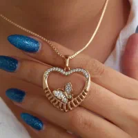 گردنبند ژوپینگ قلب و پروانه ابکاری طلا|بدلیجات|تهران, طیب|دیوار