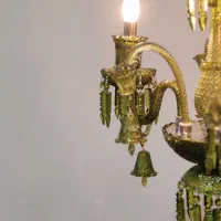 لوستر کریستالی سه شاخه سبز روشن|لوستر و چراغ آویز|تهران, بهارستان|دیوار