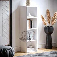 قفسه کتابخانه چهار طبقه سفید