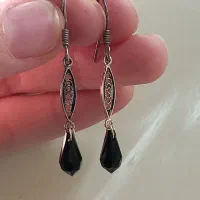 گوشواره نقره با سنگ انیکس تراشدار