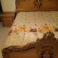 تخت دونفره بادوتاپاتختی ومیزارایش چوب گردوی منبت|تخت و سرویس خواب|اصفهان, آبشار|دیوار