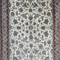 فرش دستباف تک ۶ متری طرح افشان گل ابریشم