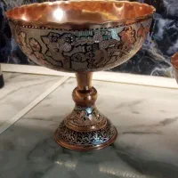 ظرف مسی حکاکی شده با دست استاد وحید زنجانی
