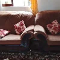 مبل  هفت نفره رنگ قهوه ی بدونه  شکستی  و پارکی