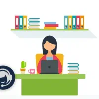 منشی خانم در دفتر شرکت