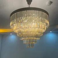 لوستر مشکی شامپاینی همراه با کریستال یدک