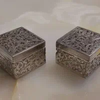 دو عدد جعبه انگشتر نقره دستساز عتیقه