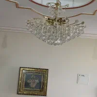 لوستر بزرگ گوی دار شیک طلایی|لوستر و چراغ آویز|اهواز, زیتون کارگری|دیوار