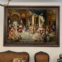 تابلو فرش اصلی بسیار نفیس ۱۲۰ در ۱۸۰ مهمانی پاپ