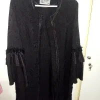 مانتو مجلسی استین کار شده  مشکی دوخت مزون سایز ۴۴