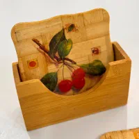 ست زیرلیوانی چوبی دکوری با استنند