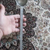 ملاقه کنده کاری شده مس عتیقه و قاشق قدیمی