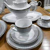 سرویس چینی آلمانی گل طوسی نقره ای غذاخوری خارجی|ظروف سرو و پذیرایی|تهران, بوستان چیتگر|دیوار